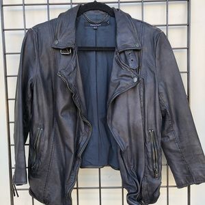 Muubaa lamnskin leather biker jacket